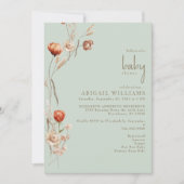 Boho Botanische Lichte Salie Baby shower Kaart (Voorkant)