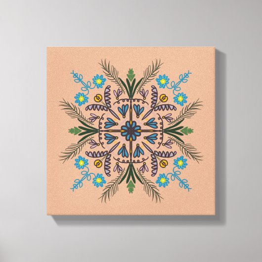 Boho botanische mandala tropisch groen canvas afdruk (Voorkant)