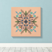 Boho botanische mandala tropisch groen canvas afdruk (Insitu (Houten vloer))