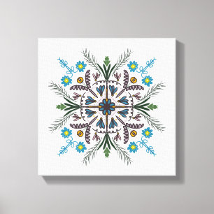 Boho Botanische Mandala Tropisch Groen Canvas Afdruk