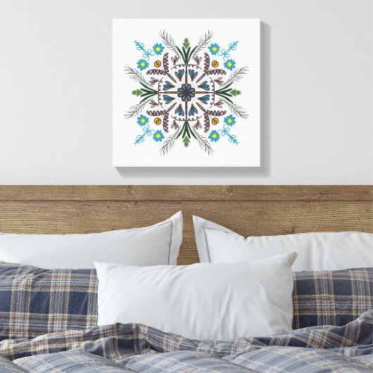 Boho Botanische Mandala Tropisch groen Canvas Afdruk (Insitu (Slaapkamer))