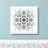 Boho Botanische Mandala Tropisch groen Canvas Afdruk (Insitu (Houten vloer))