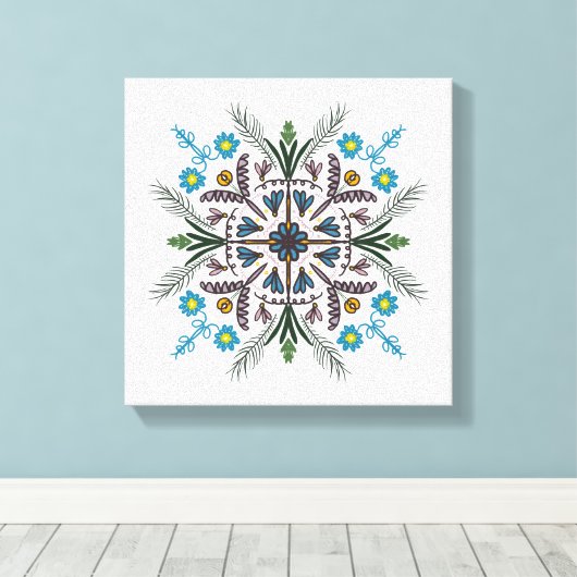 Boho Botanische Mandala Tropisch groen Canvas Afdruk (Insitu (Houten vloer))