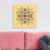 Boho Botanische Mandala Tropisch Groen Oranje Canvas Afdruk (Insitu (Woonkamer))