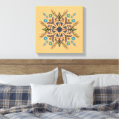 Boho Botanische Mandala Tropisch Groen Oranje Canvas Afdruk (Insitu (Slaapkamer))