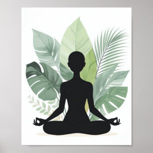 Boho Botanische Meditatie Silhouet Poster