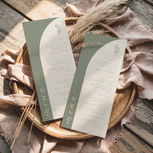 Boho botanische monogram saliegroene trouw menu