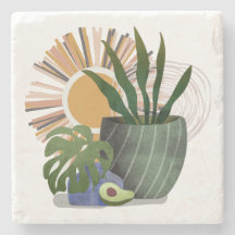 Boho Botanische Neutrale Mid Century Stenen Onderz
