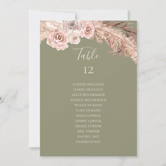 Boho Botanische Olijfolie Groen Tabelnummer (Voorkant)