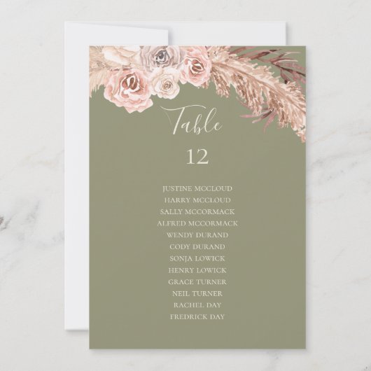 Boho Botanische Olijfolie Groen Tabelnummer (Achterkant)