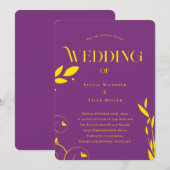 Boho Botanische Paarse bruiloft Kaart (Voorkant / Achterkant)