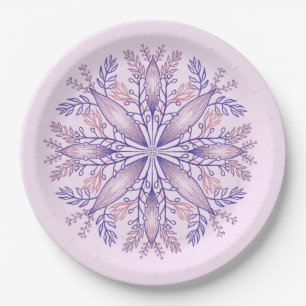 Boho Botanische Paarse Fantasy Bloem Mandala Papieren Bordje