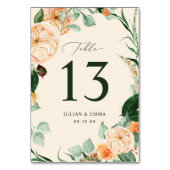 Boho Botanische Pastel Peach Greenery Floral Custo Kaart (Achterkant)