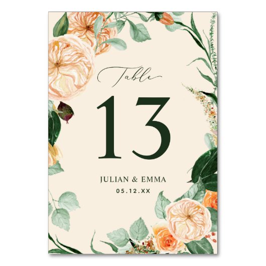 Boho Botanische Pastel Peach Greenery Floral Custo Kaart (Voorkant)