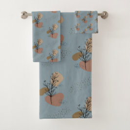Boho Botanische Patroon Mocha Mousse en accenten Bad Handdoek