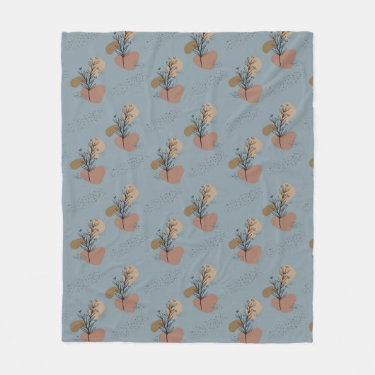 Boho Botanische Patroon Mocha Mousse en accenten Fleece Deken (Voorkant)