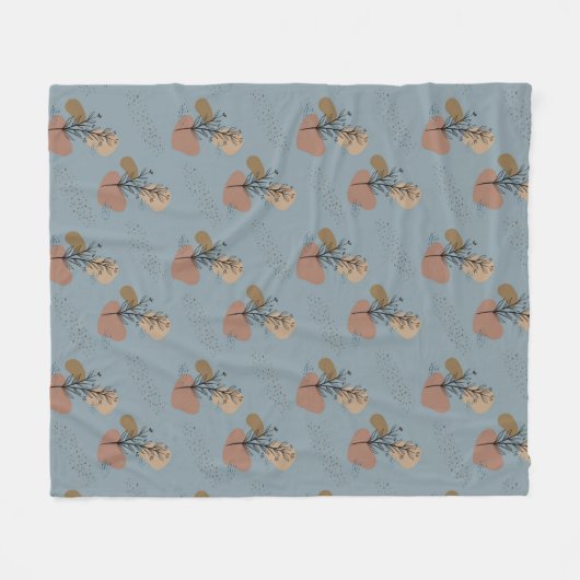 Boho Botanische Patroon Mocha Mousse en accenten Fleece Deken (Voorkant (Horizontaal))