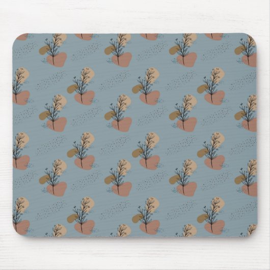 Boho Botanische Patroon Mocha Mousse en accenten Muismat (Voorkant)