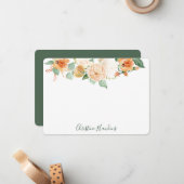 Boho Botanische Peach Waterverf Aangepast Notitiekaartje (Voorkant / Achterkant in situ)