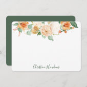 Boho Botanische Peach Waterverf Aangepast Notitiekaartje (Voorkant / Achterkant)