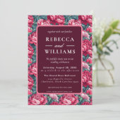 Boho Botanische Pioenrozen Herfst Bruiloft Kaart (Staand voorkant)