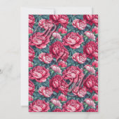 Boho Botanische Pioenrozen Herfst Bruiloft Kaart (Achterkant)