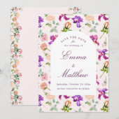 Boho Botanische Romantiek QR Save The Date (Voorkant / Achterkant)