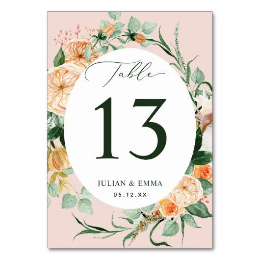 Boho Botanische Roze Greenery Floral Kaart (Voorkant)