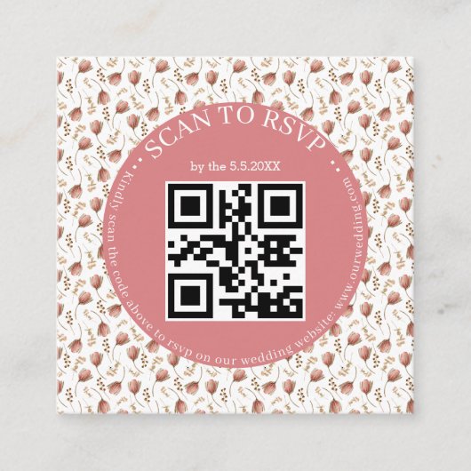 Boho botanische RSVP QR code bruiloft foto Informatiekaartje (Voorkant)
