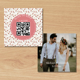 Boho botanische RSVP QR code bruiloft foto Informatiekaartje