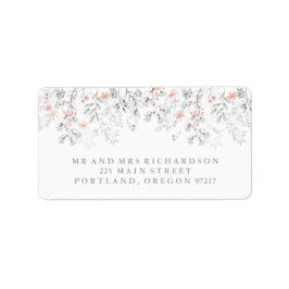 Boho Botanische Rustieke Bruiloft in Koraal en Gri Etiket