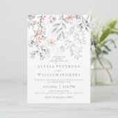 Boho Botanische Rustieke Bruiloft in Koraal en Gri Kaart (Staand voorkant)