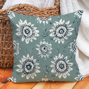 Boho Botanische Salie Groene Crème Geometrische Bl Kussen