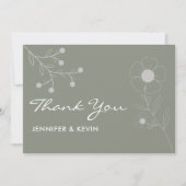 Boho Botanische Salie Groene Wildbloem Bruiloft Bedankkaart (Voorkant)