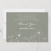 Boho Botanische Salie Groene Wildbloem Bruiloft Bedankkaart (Achterkant)