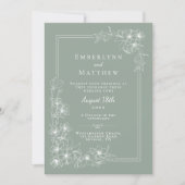 Boho Botanische Saliegroene Wildbloem Bruiloft Kaart (Voorkant)