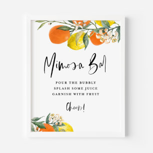 Boho Botanische Sinaasappel en Citroen Mimosa Bar Poster