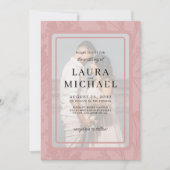 Boho botanische stoffige roos lijst foto bruiloft kaart (Voorkant)