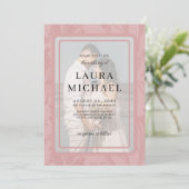 Boho botanische stoffige roos lijst foto bruiloft kaart (Staand voorkant)