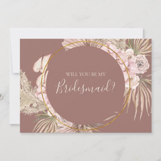 Boho Botanische Stusty Roos Bridesmaid-kaartje Kaart (Voorkant)