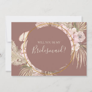 Boho Botanische Stusty Roos Bridesmaid-kaartje Kaart