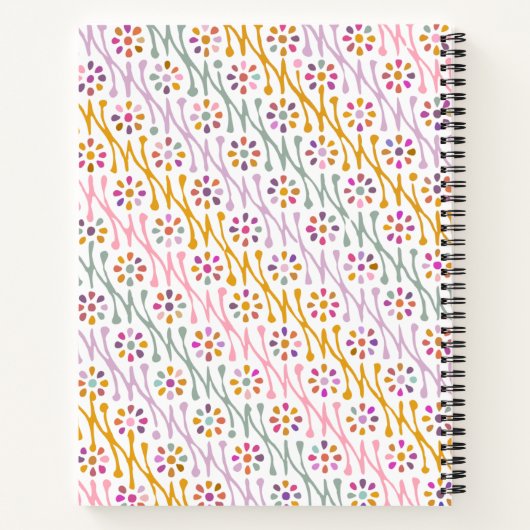 Boho Botanische tekening in Pastels Personalized Notitieboek (Achterkant)