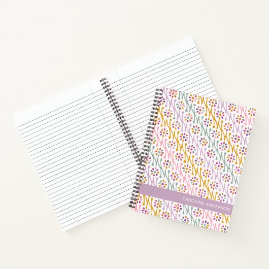 Boho Botanische tekening in Pastels Personalized Notitieboek (Binnen)