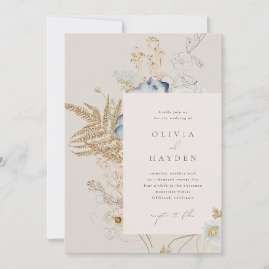 Boho botanische trouwkaart kaart (Voorkant)