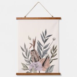 Boho Botanische Tuin Bloemen Illustratie Hangend Wandkleed