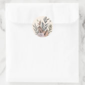 Boho Botanische Tuin - Bloemenillustratie Ronde Sticker (Tas)