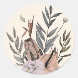 Boho Botanische Tuin - Bloemenillustratie Ronde Sticker
