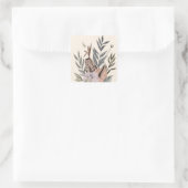 Boho Botanische Tuin - Bloemenillustratie Vierkante Sticker (Tas)
