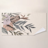 Boho Botanische Tuin Posters - Neutral Floral Badhanddoek (Badhanddoek)