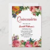 Boho Botanische Tuin Zomer Bloemen Quinceanera Kaart (Voorkant)